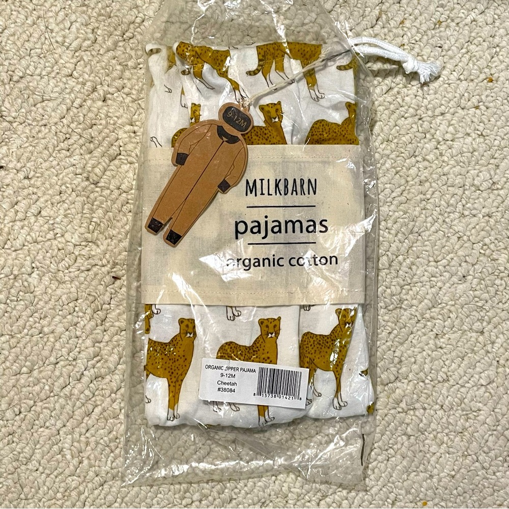 NWT milkbarn milk barn organic cheetah zipper pajama 9-12m months UNISEX
